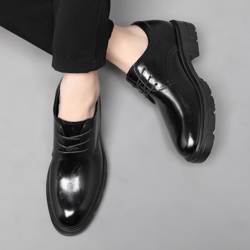 Inner heightening leather shoes men's 10cm8cm business dress Derby shoes leather breathable thick sole heightening groom men's shoes