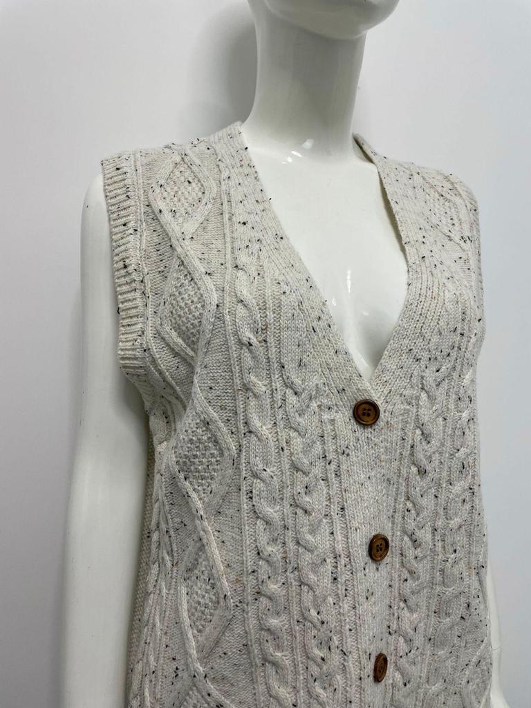 Speckled Dots Retro Diamond Button V-neck Sleeveless Autumn/Winter Women's Cardigan Vest