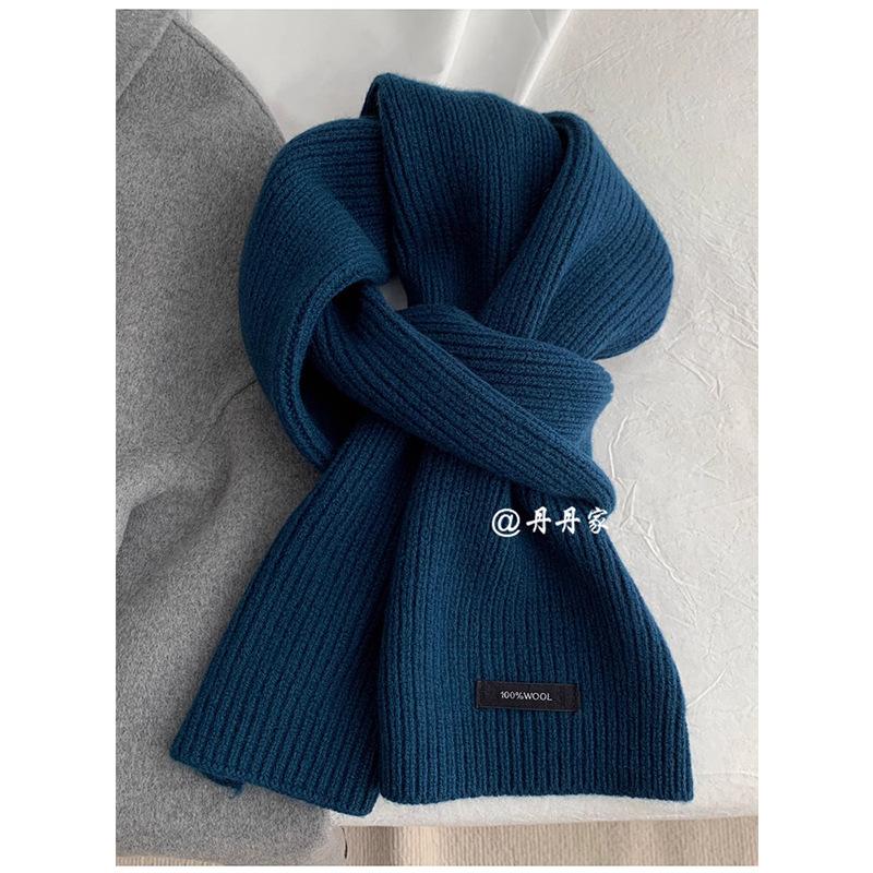 High Quality Grey 100% Pure Wool Selected Australian Solid Scarf Women Men Knitted Warm Wool Muffler Female Male Winter Fall