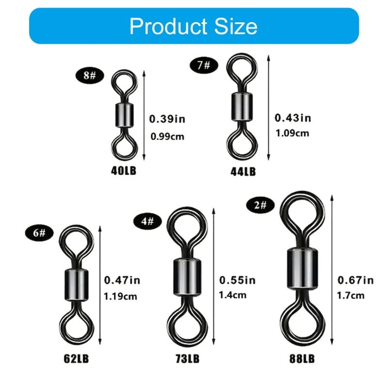 210lots Fishing Swivels Set with 5 Different Size Corrosions Resistant Metal Connectors for Professional Anglers