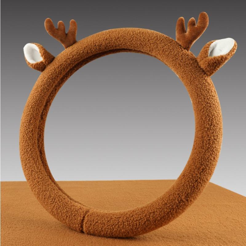 Plyšový potah volantu s designem sobích parohů Zimní univerzální měkký nadýchaný potah ruční brzdy a řadicí páky Autopříslušenství do interiéru.