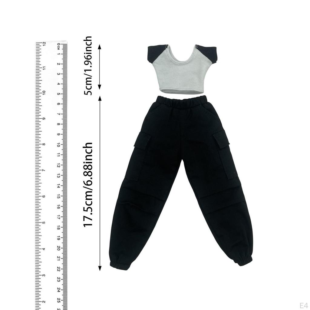 1/6 Female Action Figure Wardrobe, Short Sleeve T Shirt and Pants for 12'' Dolls