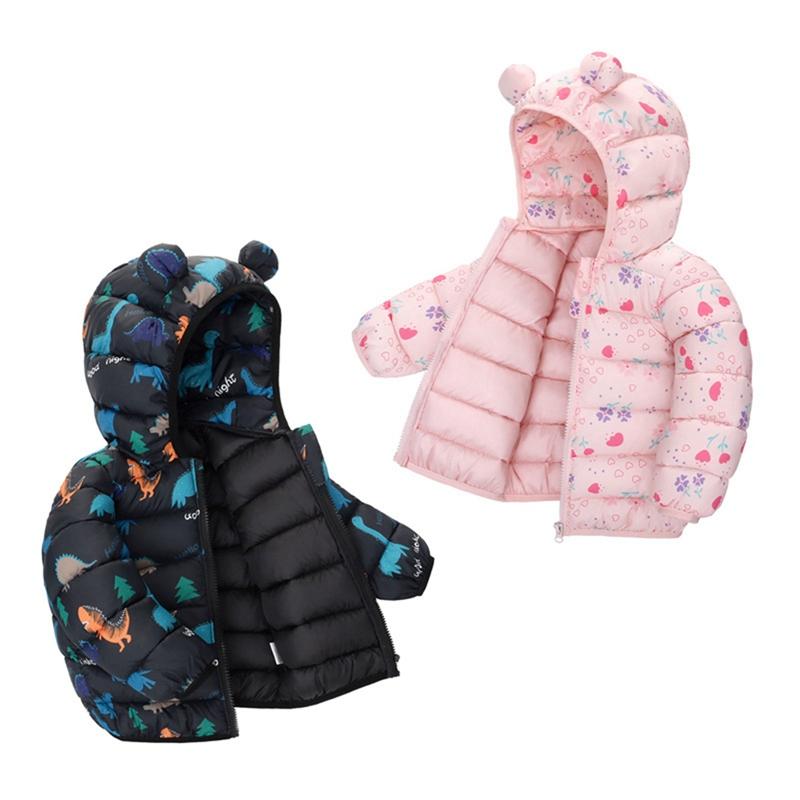 1-6 Years Kids Printed Hooded Coat Zipper Jacket