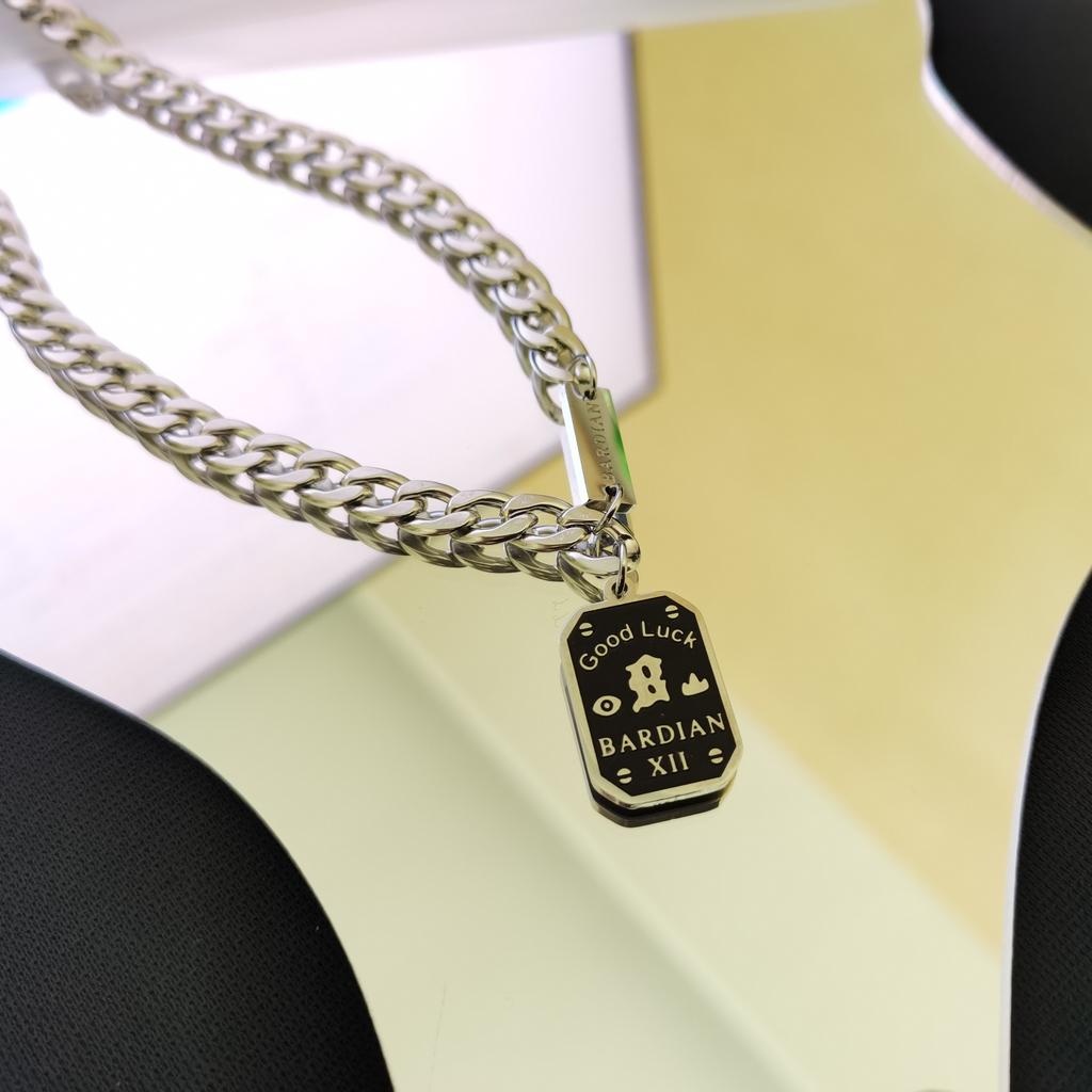 Cuban Chain Thick Chain Nameplate Letter Square Wind Necklace Hip Hop Versatile Trend Street, Titanium Steel Necklace