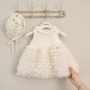 Baby Girl 1st Birthday Dress Solid Sleeveless Tiered Cake Skirt Fluffy Princess Party Gown Elegant Vest