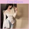 Pure Girl Cross Neck Long Sleeve T Shirt With Waistcinching Design For Fall Fashion