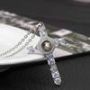 Zircon Cross Projection Necklace with Custom Engraved Text & Photo