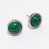 1pair Natural Stone Earrings Healing Crystal Quartzs Round Beads Steel Stud Fashion Ear Jewelry for Women Jewelry Gifts