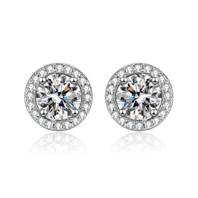 Moissanite Six-Claw Zircon Earrings, S925 Sterling Silver, Women's Fashion