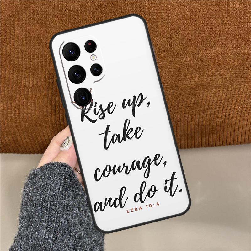 Bibelvers Glaube Jesus Kreuz Handyhülle Für Samsung Galaxy S25 Ultra S9 S10 S20 S21 S22 Plus S24 FE S23 Ultra Rückseite