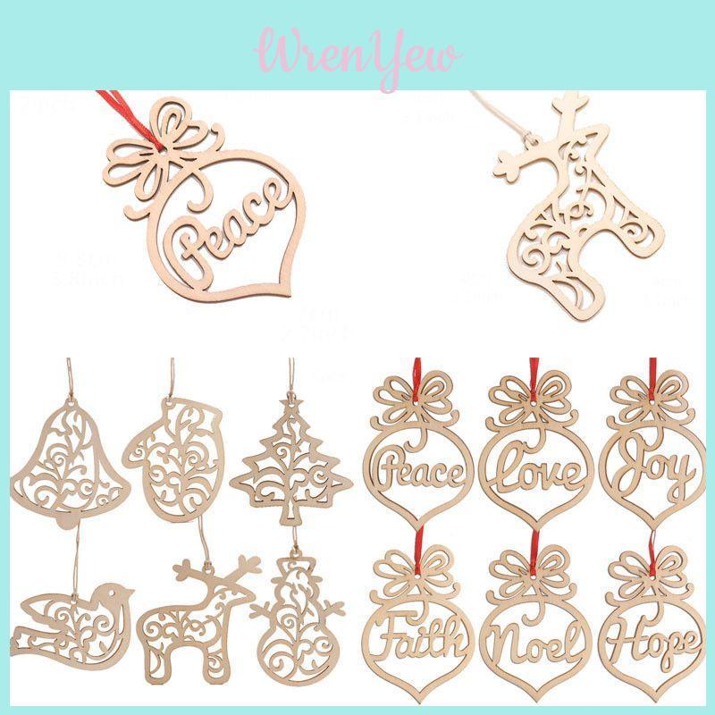 6pcs Christmas Decoration Wooden Pendants Unique Xmas Tree Hanging Ornament Collection