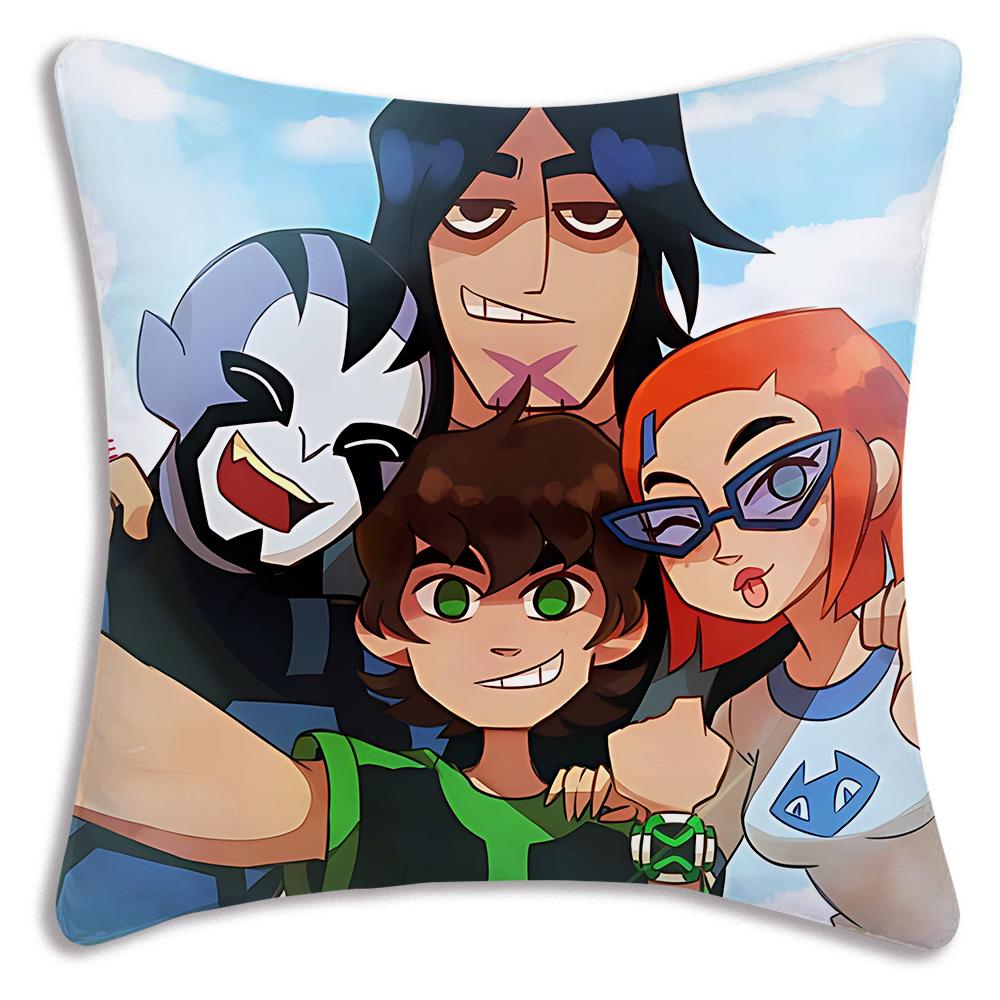 Anime B-Ben 10 Kissenbezüge Cartoon Sofa Dekoratives Zuhause Doppelseitiger Druck Kurzer Plüsch Niedlicher Kissenbezug