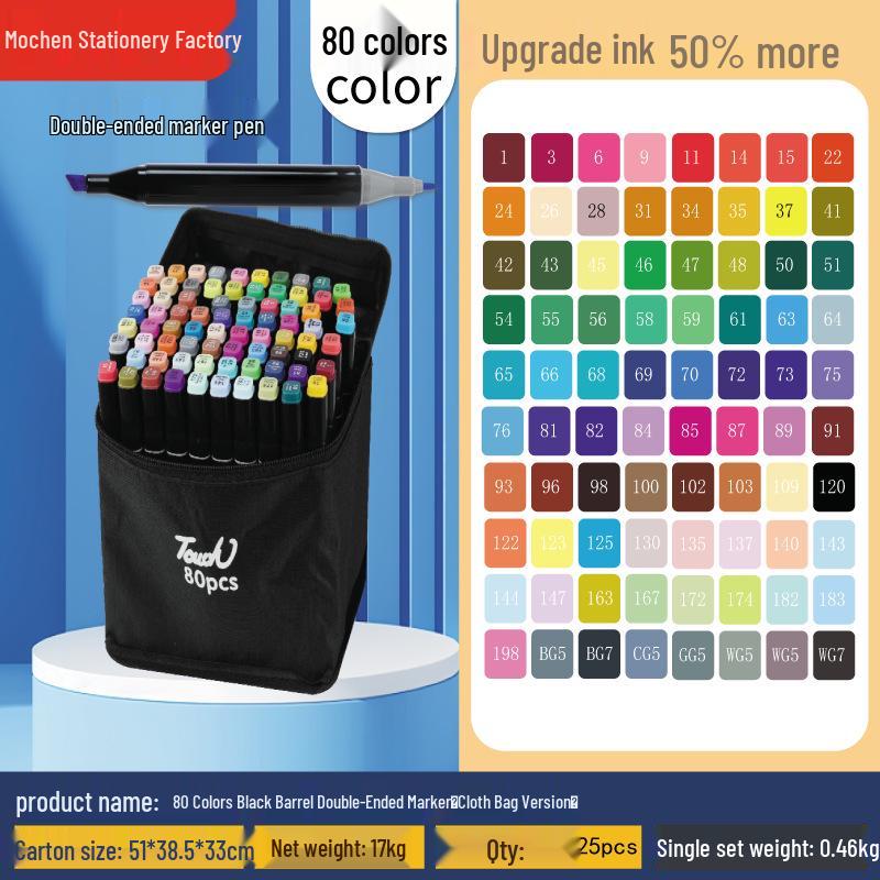 Double-Headed Quick-Drying Black Marker & Watercolor Pen Set for Kids