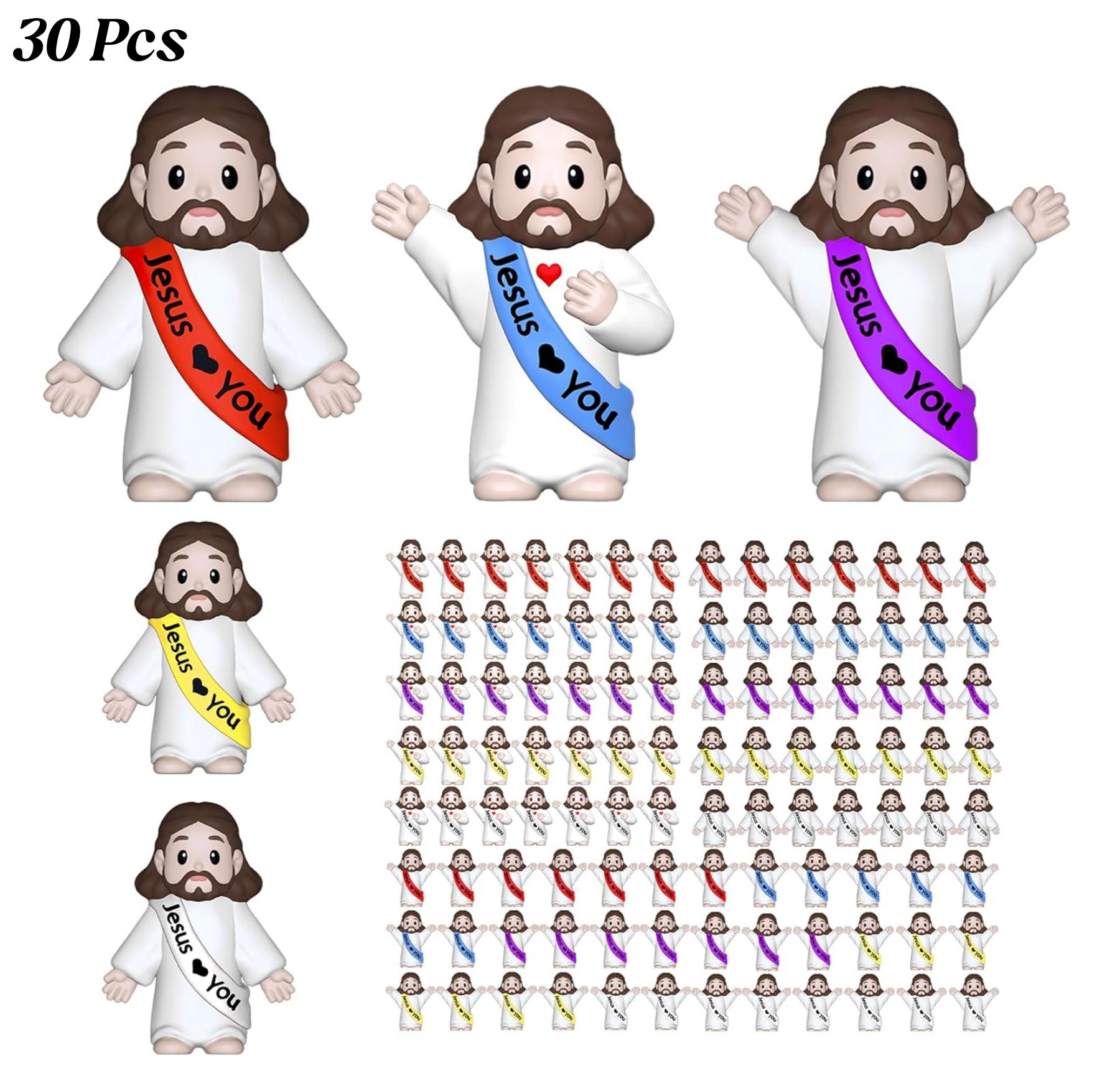 30-200Pcs Little Jesus Figures Jesus Loves You Figures Baby Jesus Figure Mini Jesus Bulk for Religious Gifts Easter Egg Fillers Multicolor