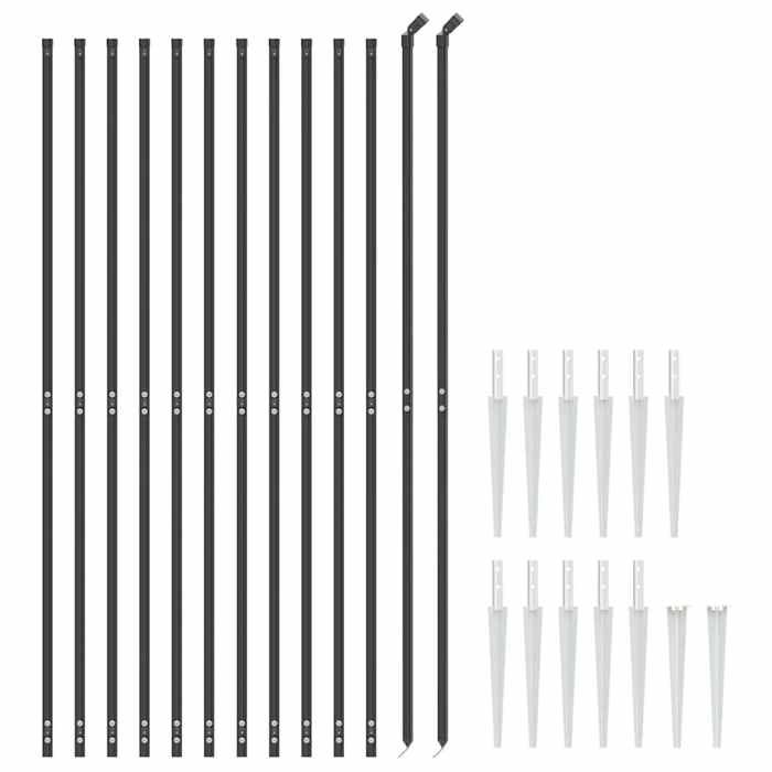 VidaXL Clôture en Treillis Métallique et Ancrage, Panneau de Clôture Décoratif, Barrière de Protection Jardin Patio 154286