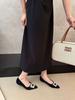 2025 New Pointed Flat-soled Single Shoes Women's Rhinestone Square Buckle Shallow Mouth Ladyshoes Versatile Commuter Professional Work Shoes Ladyshoes