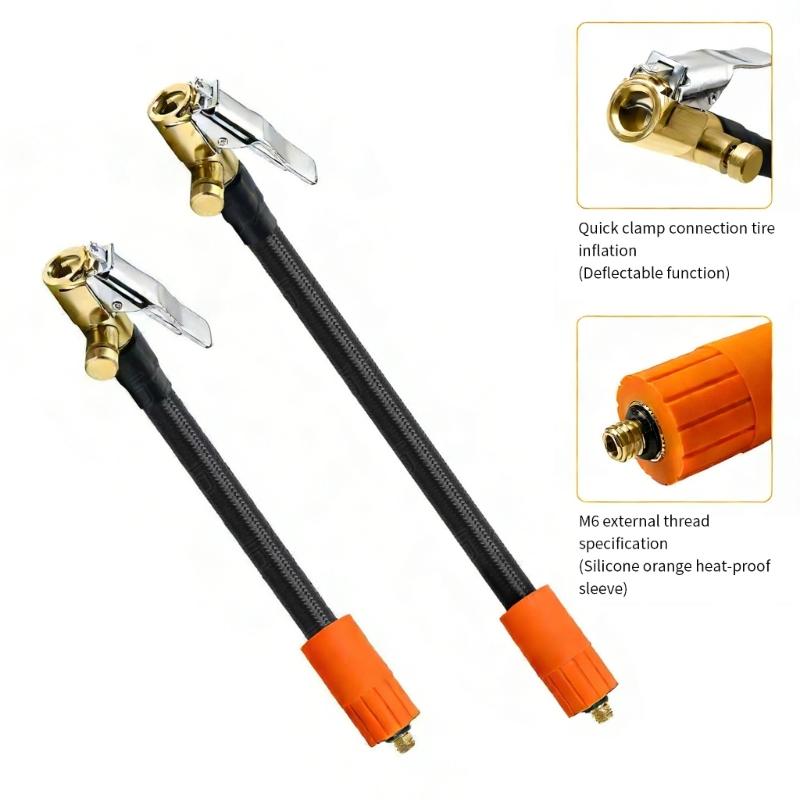 16cm-100cm Air Pumps Hose Connector with Locking Air Chuck Standard Tire Valves Fine Thread Tire Inflator Hose Adapter