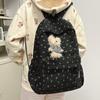 Schoolbag Winter New Corduroy School Bag Female College Student Backpack High School Student Lightweight Simple Strip Bow Backpack