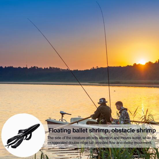 Shrimp Lure Fishing Bait with Twin Ridge Tails Realistic Looking Bright Color Portable Soft Bait Artificial Shrimp Lure