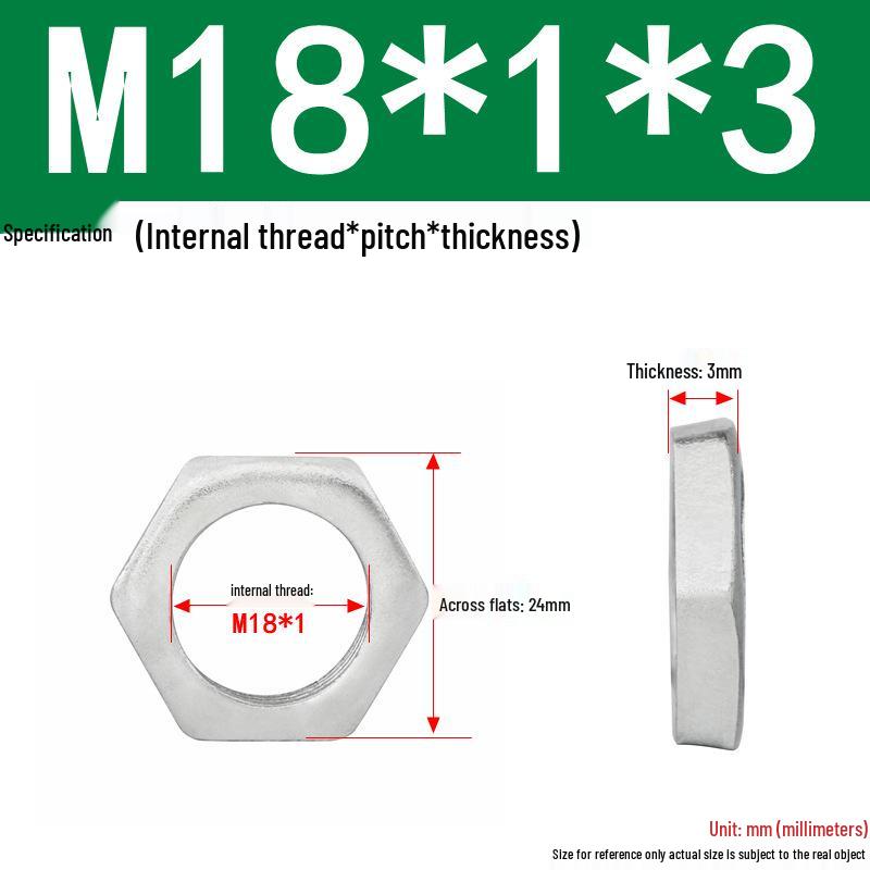 GB808 White Zinc Hex Thin Nut, Fine Thread, Lamp-Type, M6-M30