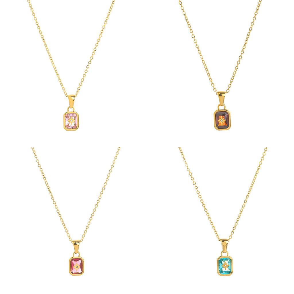 Birthstone Zodiac Necklace With Titanium Steel Pendant For Women And Men