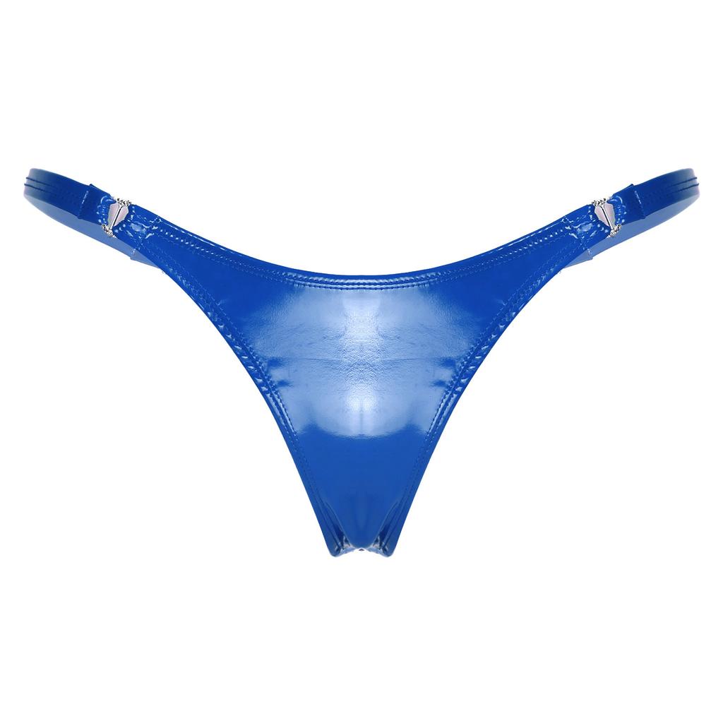 Womens Faux Leather Bikini Panties Low Rise Clubwear Heart Shape Buckle Cheeky Underwear