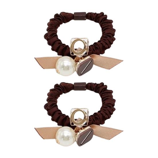 2Pcs Hair Tie High Elasticity Rhinestone Faux Pearl Hair Scrunchie Soft Pleated Fabric No Hair Damage Ponytails Buns Hair Accessories