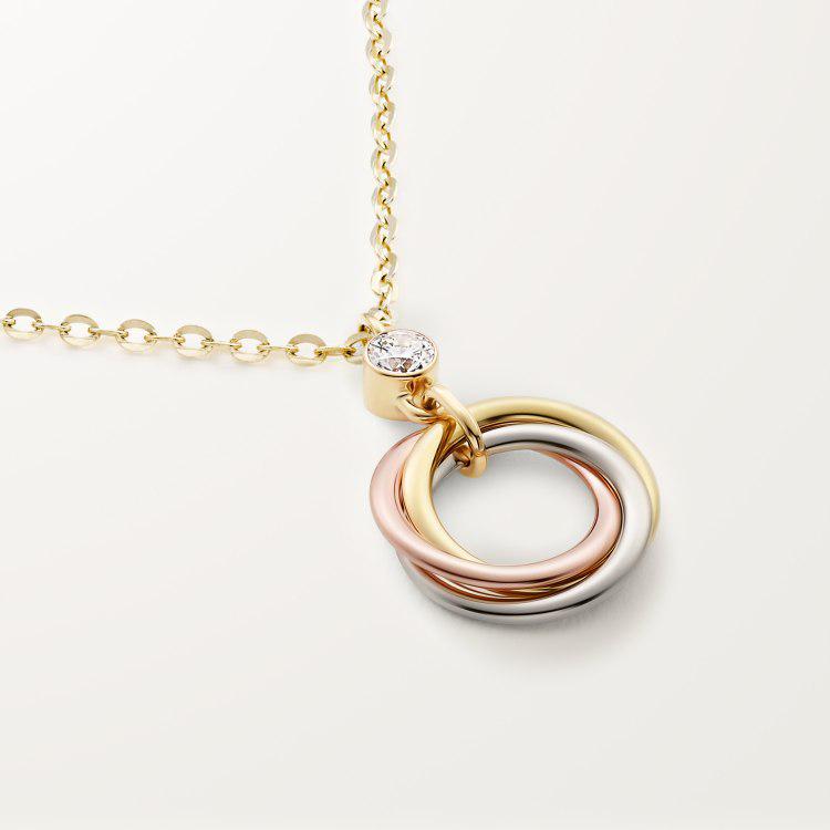 Kajia 925 Silver CNC Diamond Three-Tone Triple Ring Necklace