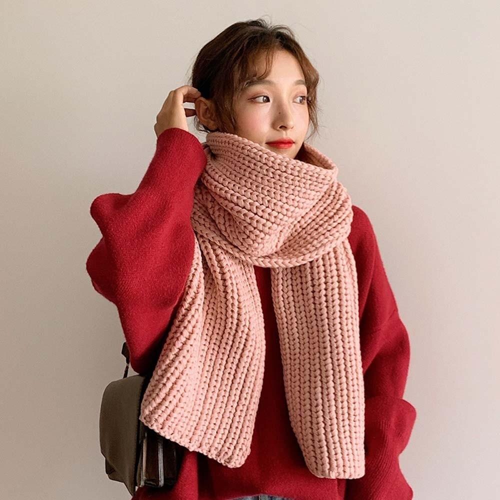 Spandex Knitting Wool Scarf Acrylic Fibers Winter Warmer Scarf Long Thickened Neckscarf  Women