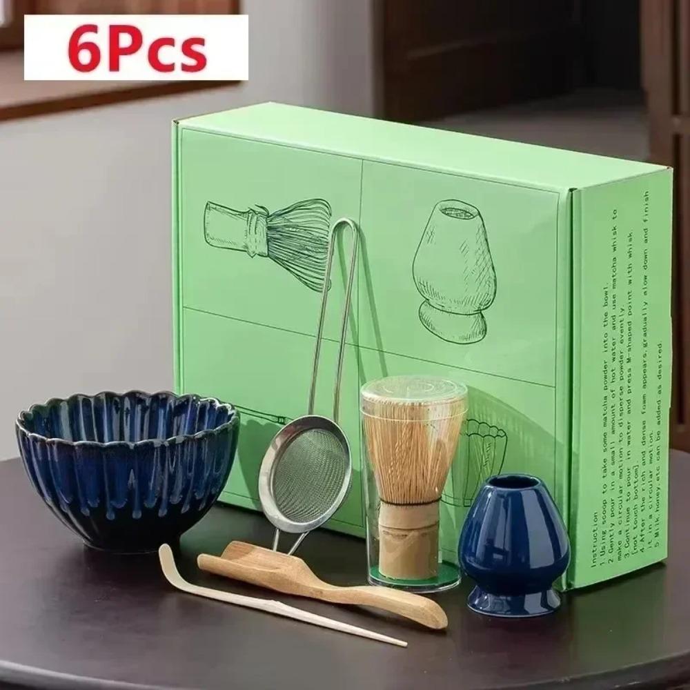 4Pcs 7 Pcs/set Japanese Matcha Blender Set Bamboo Whisk Matcha Brush Teaspoon Kiln Tea Set Beverage Shop Tea-Making Tools