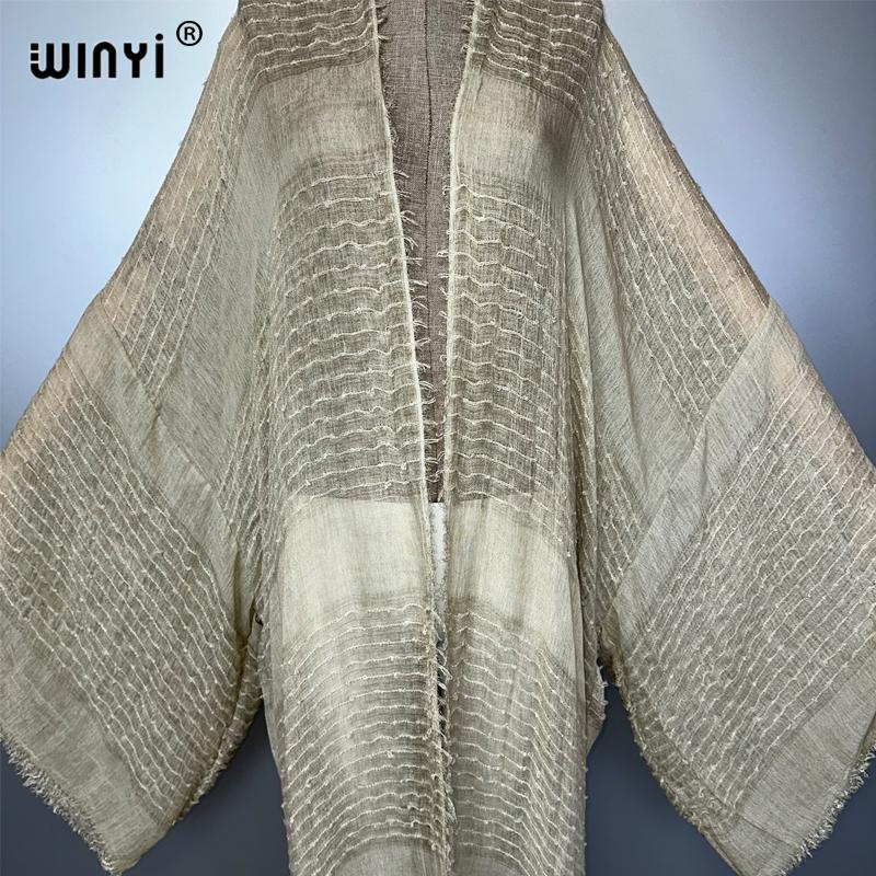WINYI hochwertig bequem Damen Weicher Cardigan Lockeres Kleid Party Boho Maxi Strand Urlaub Bade-Überwürfe Afrika Kimono
