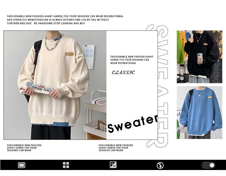 Men's Trendy Loose Knit Sweater - Warm Autumn/Winter Round Neck Pullover Cardigan