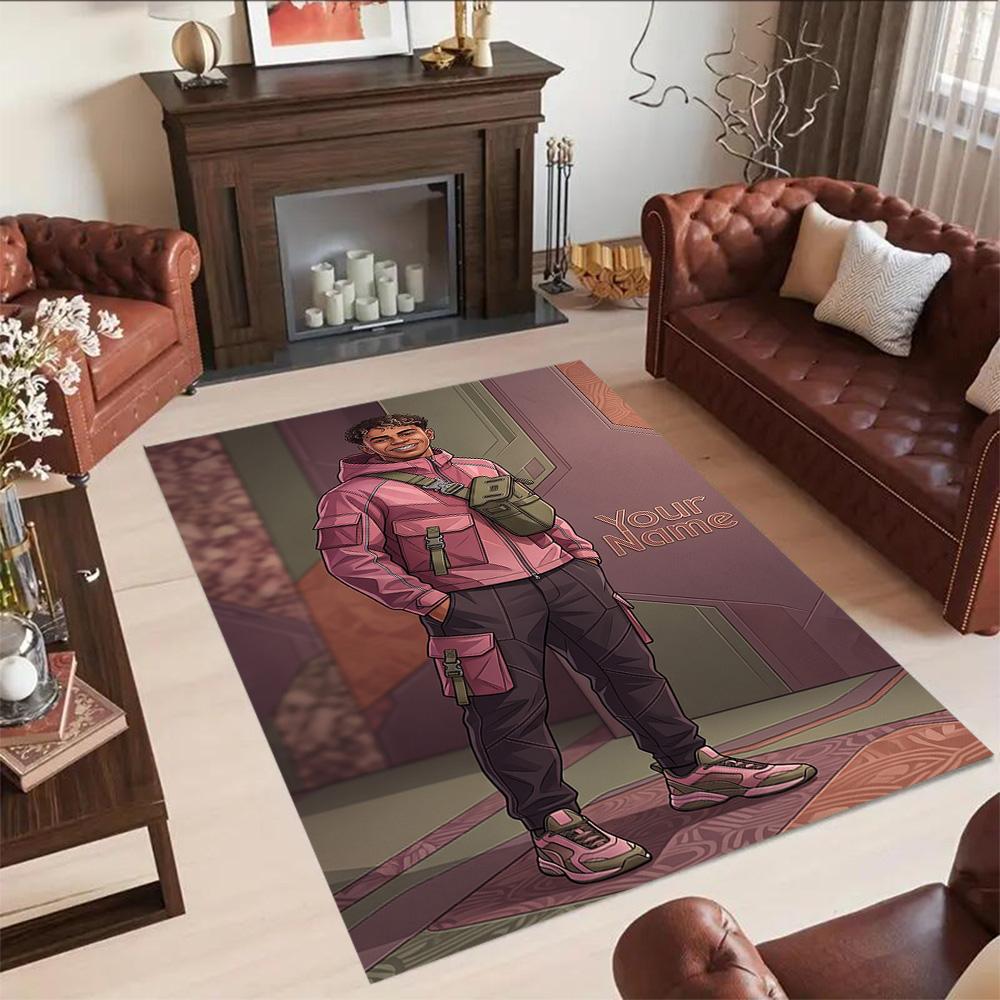 Lamin Yamal Customize Your Name Floor Rug Office Rug Perfect For Dormitory Playrooms Foyer Game Room Antislip Rug Anime Office Decor