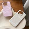 INS Cute Cream Satin Silk Marble Phone Case For iPhone 16 15 13 14 12 Pro Max Minimalist Lovely Girl Ladies Soft Leather Cover