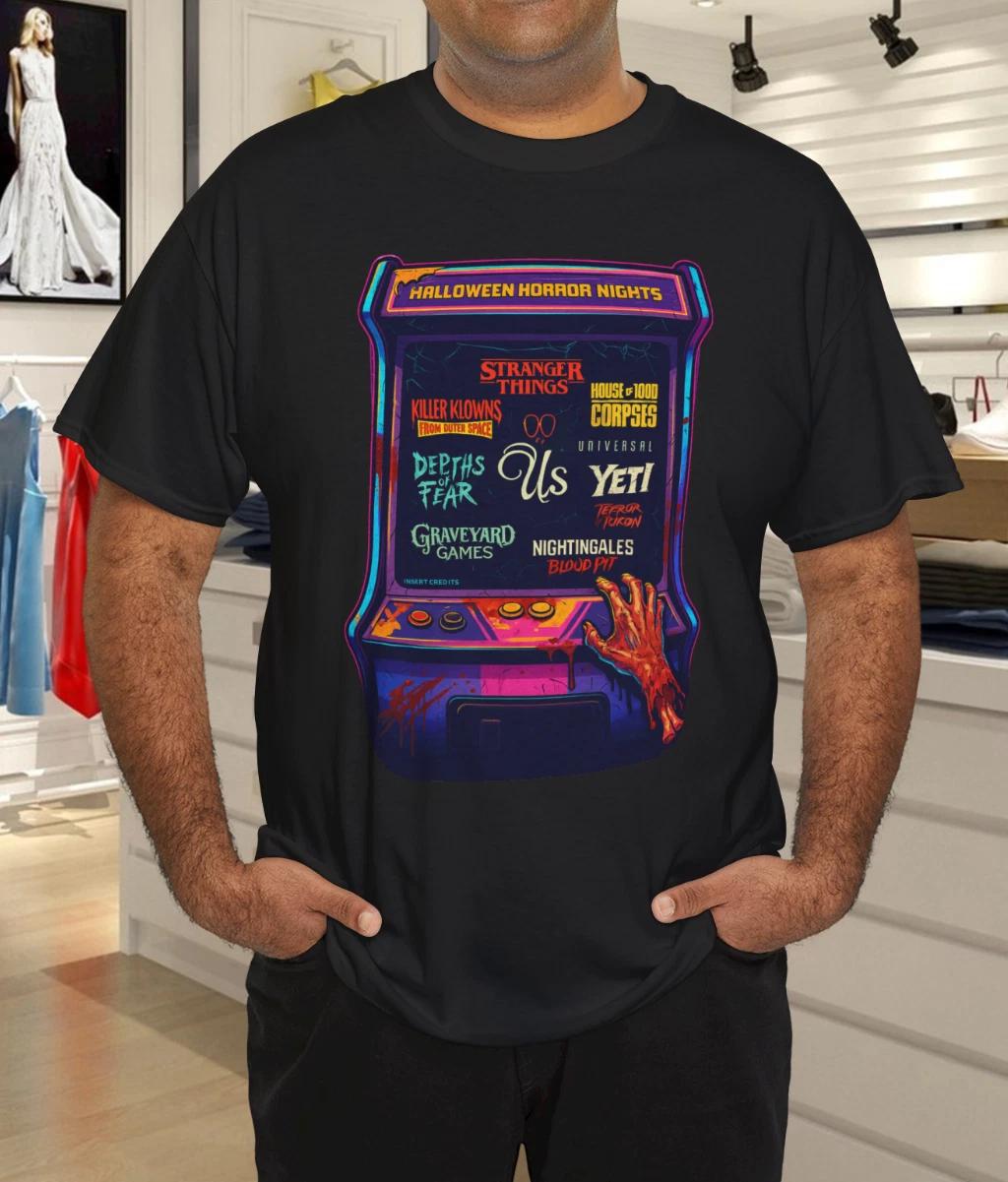 Halloween Horror Nights Arcade Style Graphic Tee Retro Horror Game Machine  Shirt XL