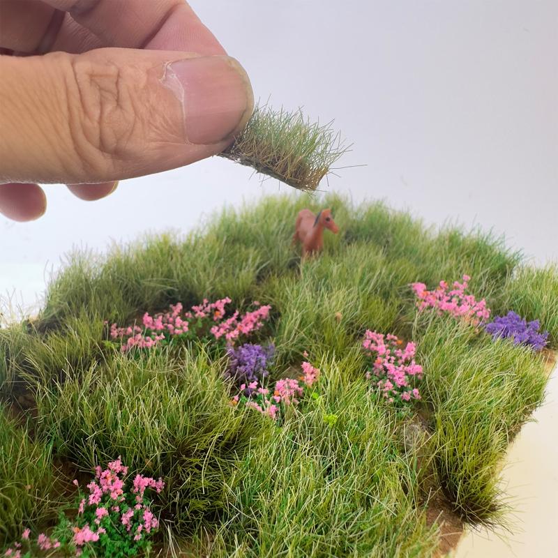 1.2CM Simulation Grass Lawn Model Grass Cluster Plant Vegetation Platform Decor DIY Sandtable/Railway/Garden Scenery 1BOX
