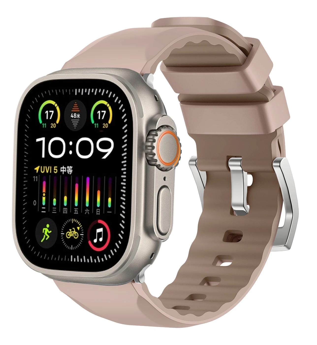 

Two Tone Silicone Strap for Apple Watch Ultra 2 1 49mm Replacement Wristband Series 10 9 8 765 SE 45mm 41mm 44mm 46mm 42mm Belt S10-46MM 42 44 45mm
