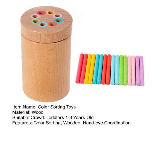 Fargesorteringsleke i tre for småbarn 1-3 år Fargesorteringskopp Montessori læringsleker Pedagogiske sensoriske matchende spill Gutter Jenter