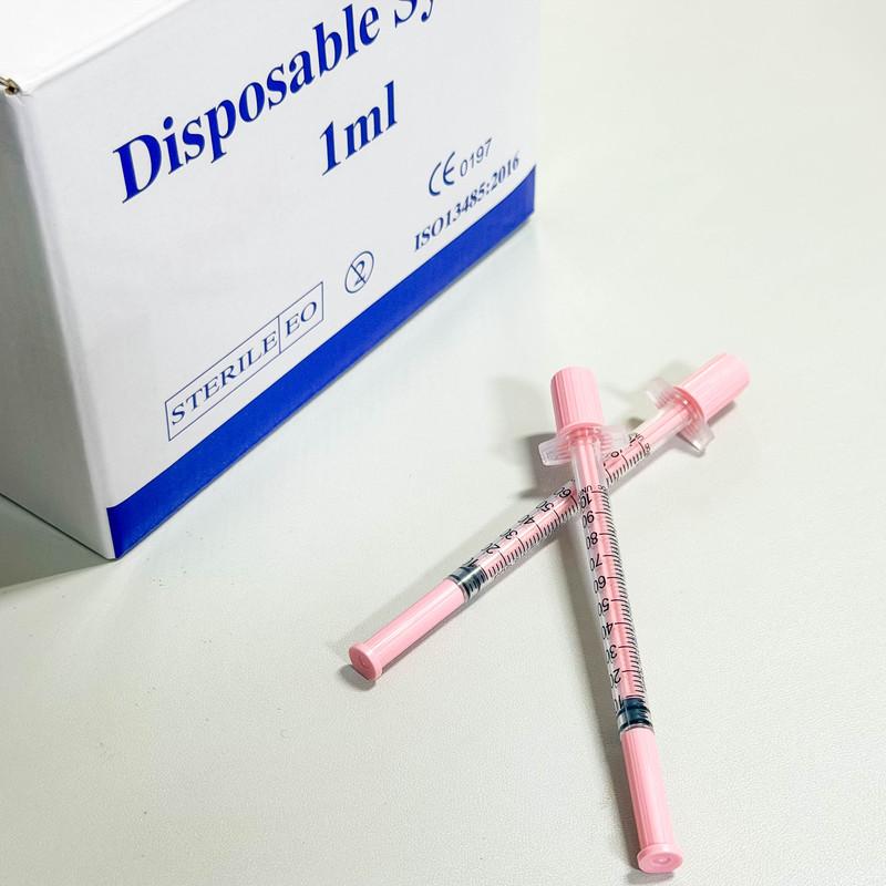 Sterile Veterinary Insulin Syringe Pink 1ml, 100PCS/BOX, 30G 8mm 31G Needle 8mm, Clear Scale Portable Livestock Farm Injection