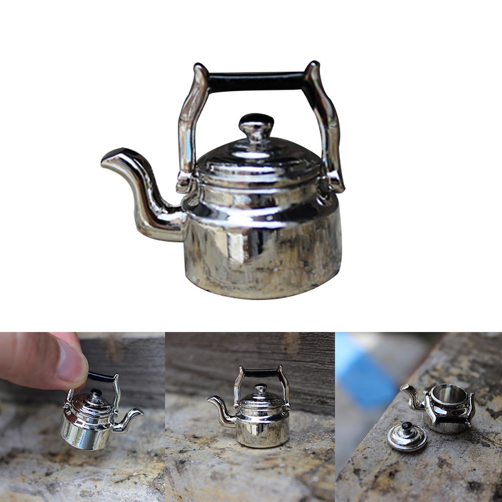 1Pc Dollhouse Miniature Alloy Mini Old Kettle Kitchen 1:12 1:6 Kids Toy Gift