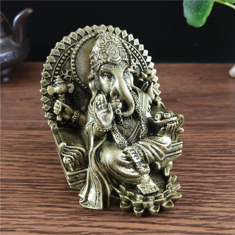 Lord Ganesha Statue Sculpture Elephant God Buddha Statues Figurines Resin Bronze Color Ornament For Home Garden Decoration