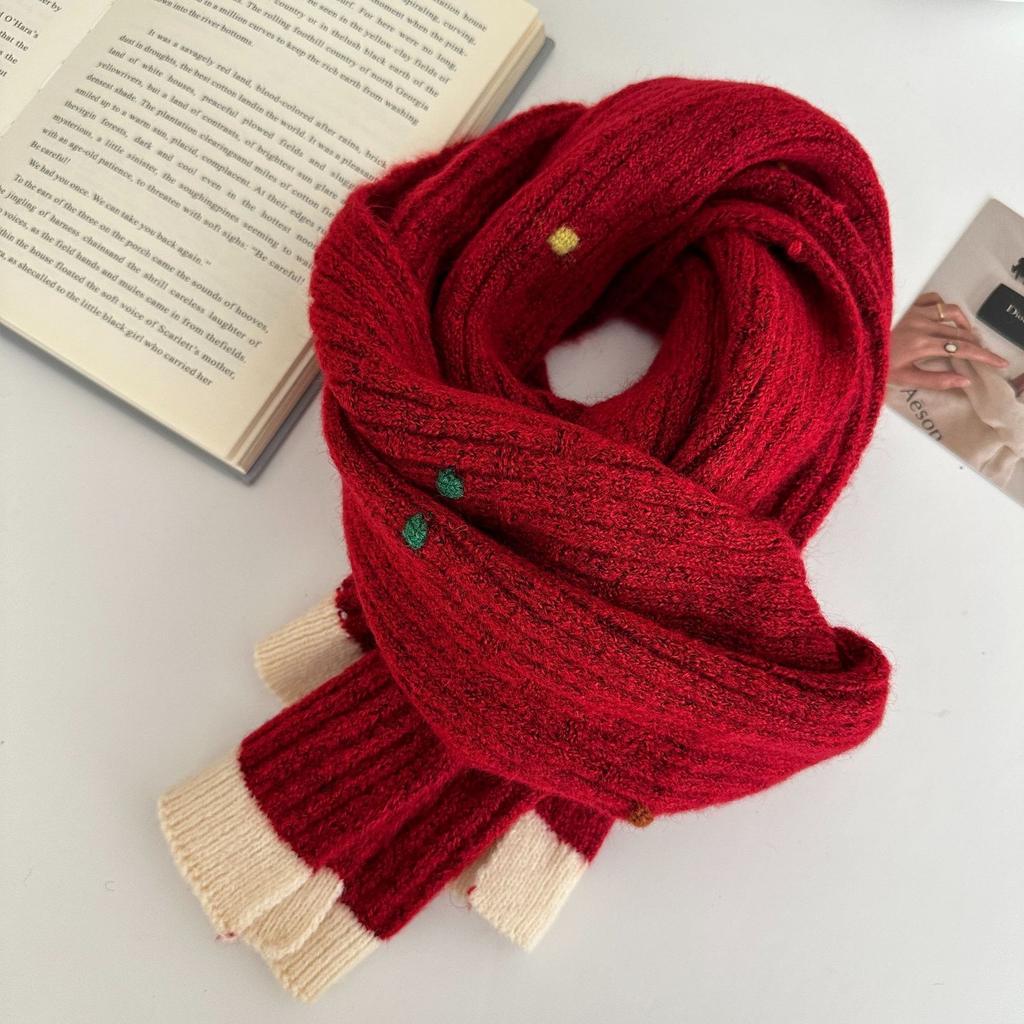 Solid Color Knitted Scarf for Women Winter Soft Student Couple Knitted Scarf