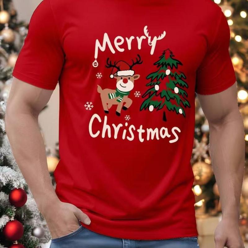 

Vintage Christmas Cartoon Men s T-Shirt - Unique Design Holiday Top XXL красный