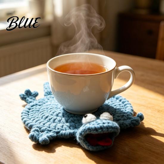 Fun Drink Coaster Lizard Coaster Handmade Crochet Animal Cup Mat Cute Soft Knitted Little Coasters for Desk Funny Stress Relief Gift Women Men Hot