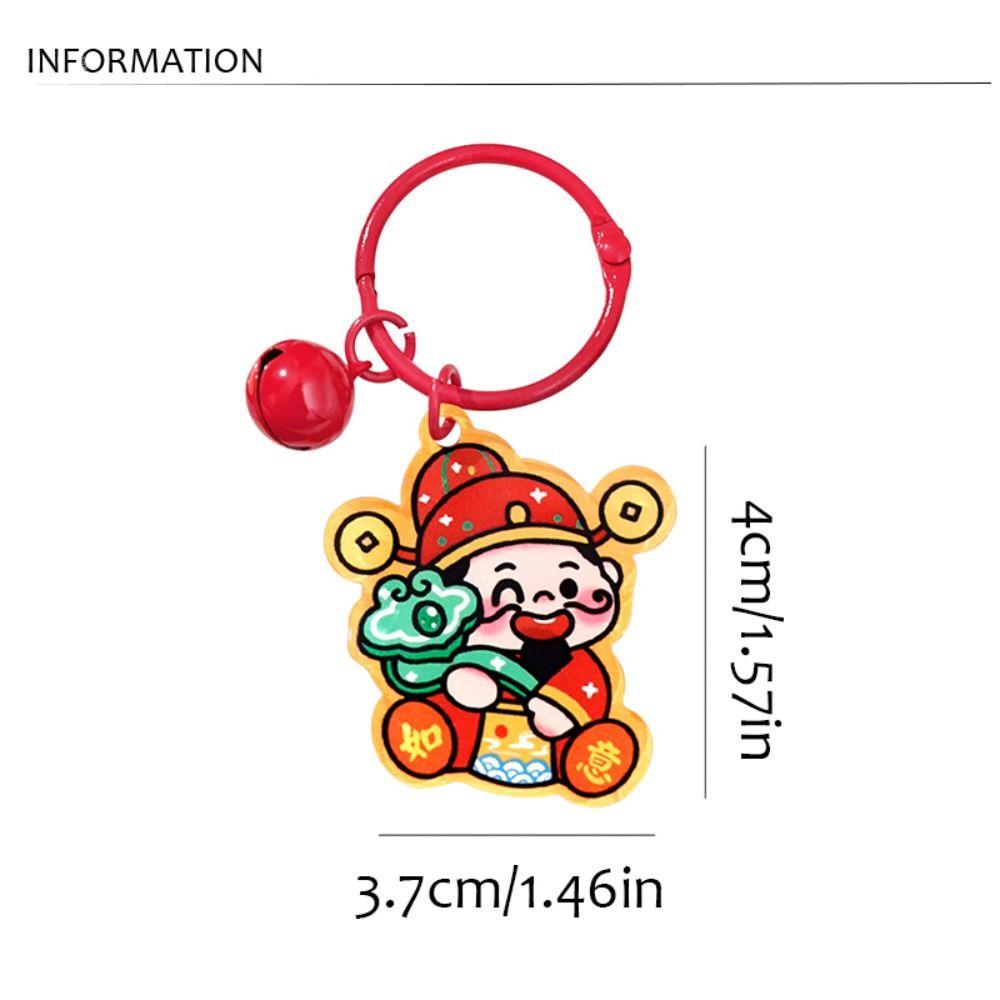 Creative The God of Wealth Keychain Lucky Chinese Style Keyring The God of Fortune Pendant  Unisex