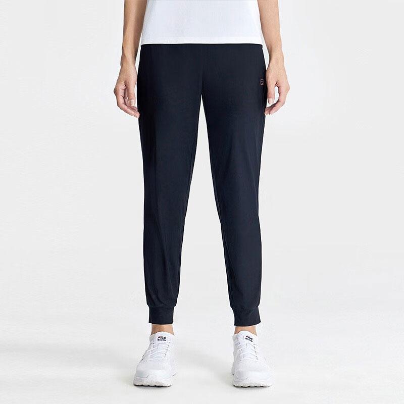 FILA Solid Color Knitted Lightweight Jogger Pants Women bottoms Deep-Black A11W321609FBK