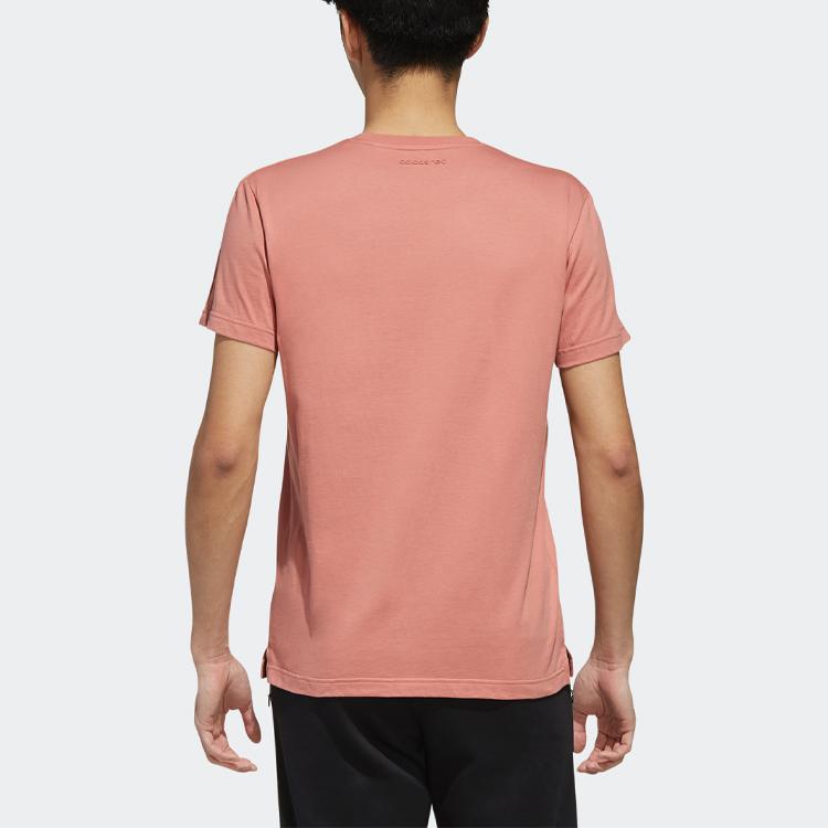 Adidas Neo Ribbed Crew Neck Printed T-Shirt Men Tops Pink FK9916