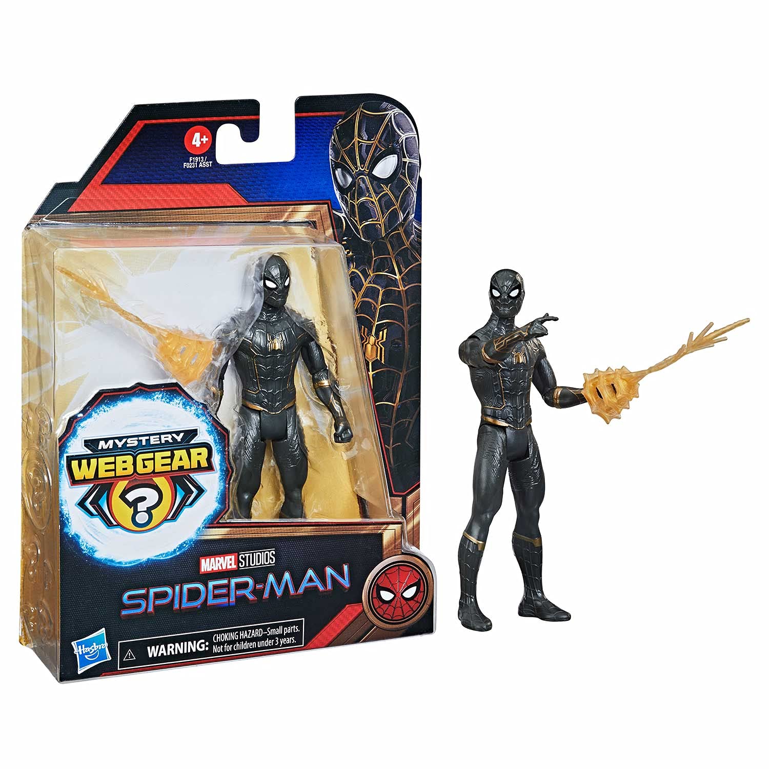 

Hasbro Marvel Spider-Man: No Way Home Mystery Web Gear/Black & Gold Suit Spider-Man Action Figure F1913 Authentic