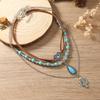 Sweet and Cool Jewelry Retro Imitation Turquoise Summer Collarbone Chain Beaded Necklace Set Ethnic Style Multi-item Jewelry