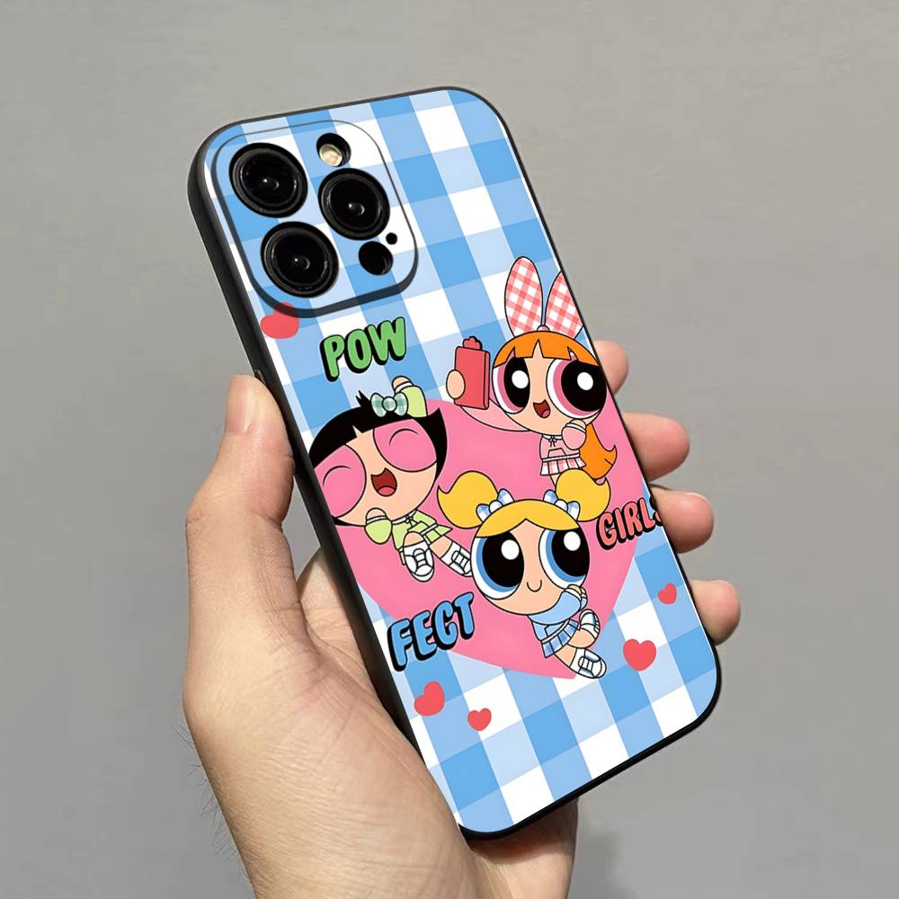 P-Powerpuff-GirlS Soft Back Phone Cover Case For IPhone 17 16 Pro Max 15 12 11 16e 13 Mini 14 15 Plus